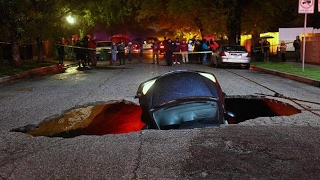 HUGE SINKHOLE SWALLOWED TWO CARS [upl. by Aketahs]