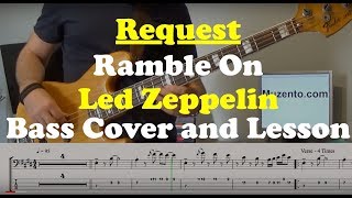 Ramble On  Bass Cover and Lesson  Request [upl. by Bobette65]