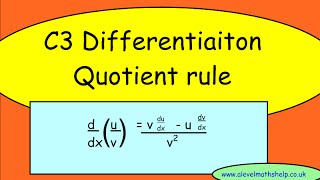 C3 Quotient rule video Differentiation A2  alevelmathshelp [upl. by Ayamat]