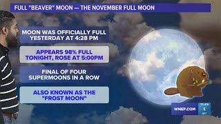 11PM Update Full quotBeaverquot Moon visible perfectly tonight [upl. by Irreg]