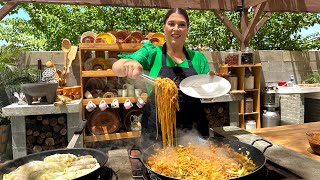 ESPAGUETI ESTILO CHOW MEIN Y ROLLITOS DE REPOLLO CON CAMARONES [upl. by Endora]