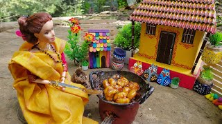 potato recipe in Miniature cooking barbie cooking video [upl. by Joash]