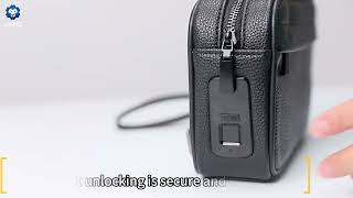 Mens Business Real Leather Classic AntiTheft Clutch Handbag with Fingerprint Lock amp Wallet handbag [upl. by Siclari509]