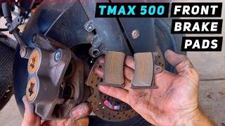 Yamaha Tmax 500  Front Brake Pads Change  Mitchs Scooter Stuff [upl. by Anairb882]