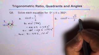 Solve Trigonometric Equation With Special Triangles Q8 [upl. by Ydassac608]