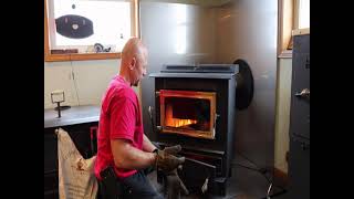 How to start a Hitzer 5093 coal stove [upl. by Ellienad633]