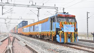 Worlds first Long Haul Double Stack container freight train crossing  Indian Railways [upl. by Macmillan]