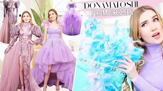 TRYING ON DONA MATOSHI PROM DRESSES   Giveaway  princess dresses [upl. by Euqinamod277]