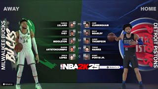 NBA 2K25 PS5  Bucks vs Pistons  InSeason Tournament  Full Gameplay  MyNBA [upl. by Dnomal]