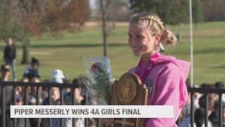 State cross country finals DCGs Messerly wins 4A girls Ankenys Zuber wins 4A boys [upl. by Aneras34]