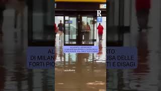 Aeroporto di Malpensa allagato slalom dei passeggeri tra le pozzanghere voli dirottati [upl. by Yelnikcm]