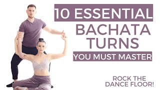 10 Essential Bachata Turns You Must Know  Bachata for Beginners By Dima amp Victoria [upl. by Enelyam]