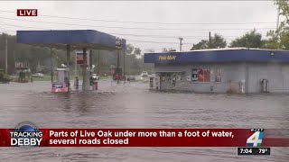 Tropical Storm Debby brings flooding to Suwannee County Live Oak under more than a foot of water [upl. by Aileve]