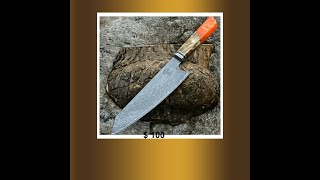 Aurora VG10 Damascus Chef Knife with Exotic Olive Wood Burl amp Orange Pearl Resin Handle [upl. by Ragland858]