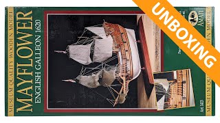 Amati 1413 Mayflower ship model kit unboxing [upl. by Lonni]