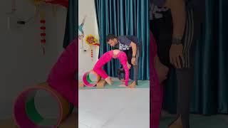 Advanced Backbend Yoga Training With Wheel  yoga backbends yogaonline shorts viral yoghul [upl. by Ahsier291]