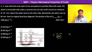 A U tube with both ends open to the atmosphere is partially filled with water Oil which is [upl. by Eldoree]