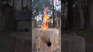 Using my Wooden Jet Stove woodworking fire stove woodstoves log woodfire burn burning [upl. by Ezeerb775]