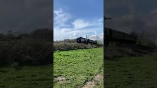 SR West country class 34028 ‘Eddystone’ charging towards corth castle station the swanage railway [upl. by Rendrag]