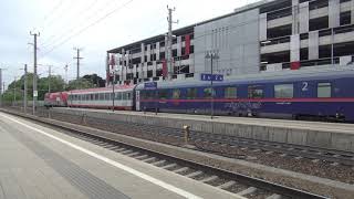 2019  AT  Departure of ÖBB Nightjet nighttrain to Vienna at St Pöllten Hbf [upl. by Bubalo847]