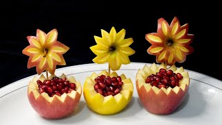 Apple🍎 Flower🌼 Carving Fruit Carving by The Food Artist [upl. by Quirita]