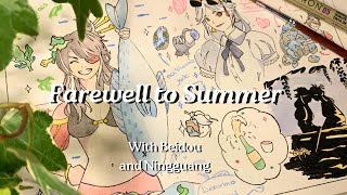 Genshin Impact Watercolor  Farewell to Summer  with Beidou and Ningguang [upl. by Eidod]