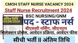 CMOH STAFF NURSE VACANCY 2024 l STAFF NURSE VACANCY 2024 l NURSING VACANCY l NHM STAFF NURSE VACANCY [upl. by Eirehs]