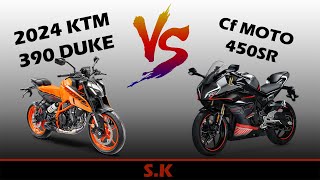 CF MOTO 450 SR VS 2024 KTM DUKE 390  Upcoming bikes in India  2024 Motorcycle Comparison [upl. by Agni]