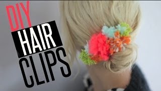 DIY Pom Pom amp Hair Clips [upl. by Ahsirtal880]