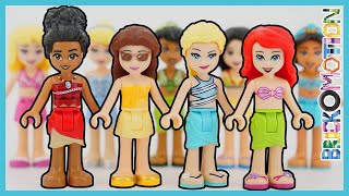 Disney Princesses in Summery Outfits  LEGO Minidolls [upl. by Kris471]