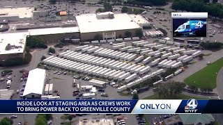 Thousands of workers stay in mobile cabins in Greenville South Carolina to help fix power outages [upl. by Shore117]