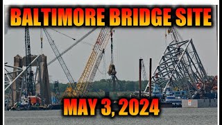 Salvage Work at the Baltimore Bridge Collapse Site from May 3 2024 in 4K [upl. by Oinotnaesoj52]