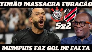 CORINTHIANS MASSACRA FURACÃO E MEMPHIS FAZ SEU PRIMEIRO GOL DE FALTA COM A CAMISA DO TIMÃO [upl. by Otanod]