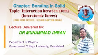 Interatomic forces  Interaction of atoms in solids Types of Bonding in solidsSolid State Physics [upl. by Isaak]