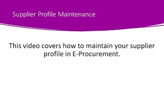 Supplier Profile Maintenance  King County EProcurement 102924 [upl. by Lyrac61]