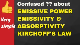 RADIATION 04  Emissive power and Emissivity Absorptive power Kirchhoffs law of thermal radiation [upl. by Nilac726]