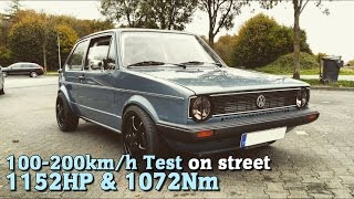 VW Golf MK1 4Motion 1152HP 100200 test on street 2015 [upl. by Acisey680]