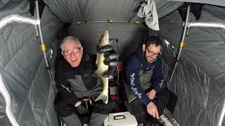 Walleye fishing thru the Ice on the Saginaw River Jan 22nd 2024 [upl. by Darill]