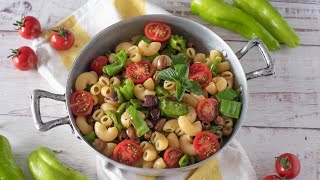 RICETTA DEL GIORNO FACILE E VELOCE PASTA 🍝 FREDDA CON I FRIGGITELLI 🫑 🌶 E POMODORINI 🍅 [upl. by Satterfield]