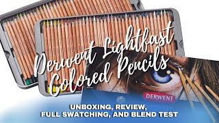 DERWENT LIGHTFAST COLORED PENCILS  Unboxing Review FULL SWATCHING amp Blend Test [upl. by Adnohsed]