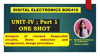 One shot Of Digital electronics BOE410 Unit 4 Part1 Synchronous sequential circuits in one shot [upl. by Ecirtal]