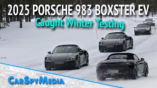 2025 Porsche 983 Boxster EV Prototype With Production Lights Spied Again Winter Testing [upl. by Gnoy]