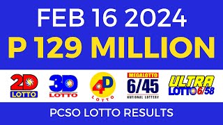 Lotto Result February 16 2024 9pm PCSO [upl. by Dry]