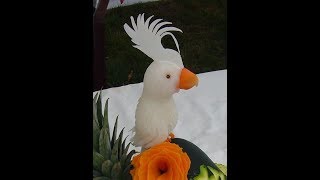 132 How to carve radish parrot carving course  Kurs carvingu  papuga z rzodkwi [upl. by Eeresed]