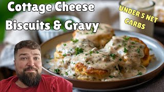 The Best Keto Cottage Cheese Biscuits and Gravy Recipe  Easy LowCarb Breakfast [upl. by Jacobba]