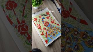 Madhubani painting  Peacock painting YJart painting shorts viral art [upl. by Yenitsed]