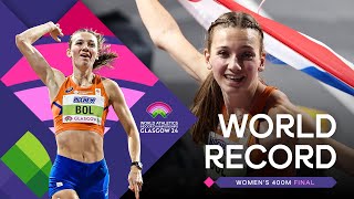 Femke Bol breaks 400m world indoor record 4917  World Athletics Indoor Championships Glasgow 24 [upl. by Kehr]