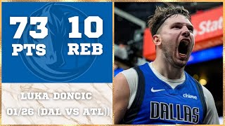 Luka Doncic INSANE NEW CAREER HIGH 73 PTS Performance  Jan 26  Mavericks vs Hawks [upl. by Huxham]