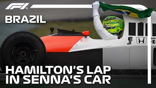 Lewis Hamilton Drives Ayrton Sennas Car  2024 Sao Paulo Grand Prix [upl. by Cutler580]