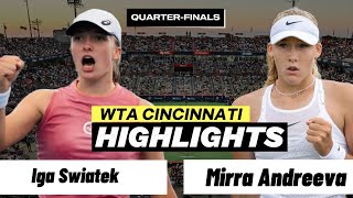 Iga Swiatek vs Mirra Andreeva FullMatch Highlights  WTA Cincinnati Open 2024 [upl. by Crosby]